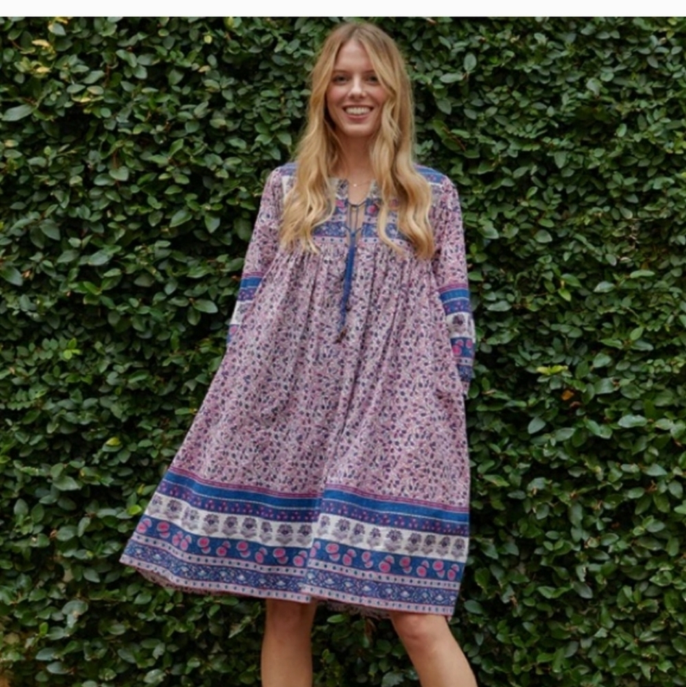 Pink Chicken Women's Floral Dress - Purple and Blue